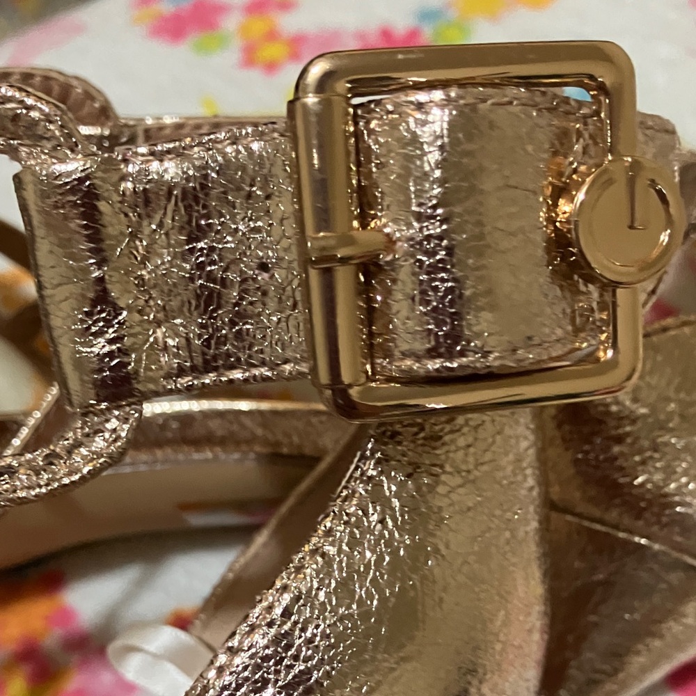 Gold Metallic Buckle Sandals